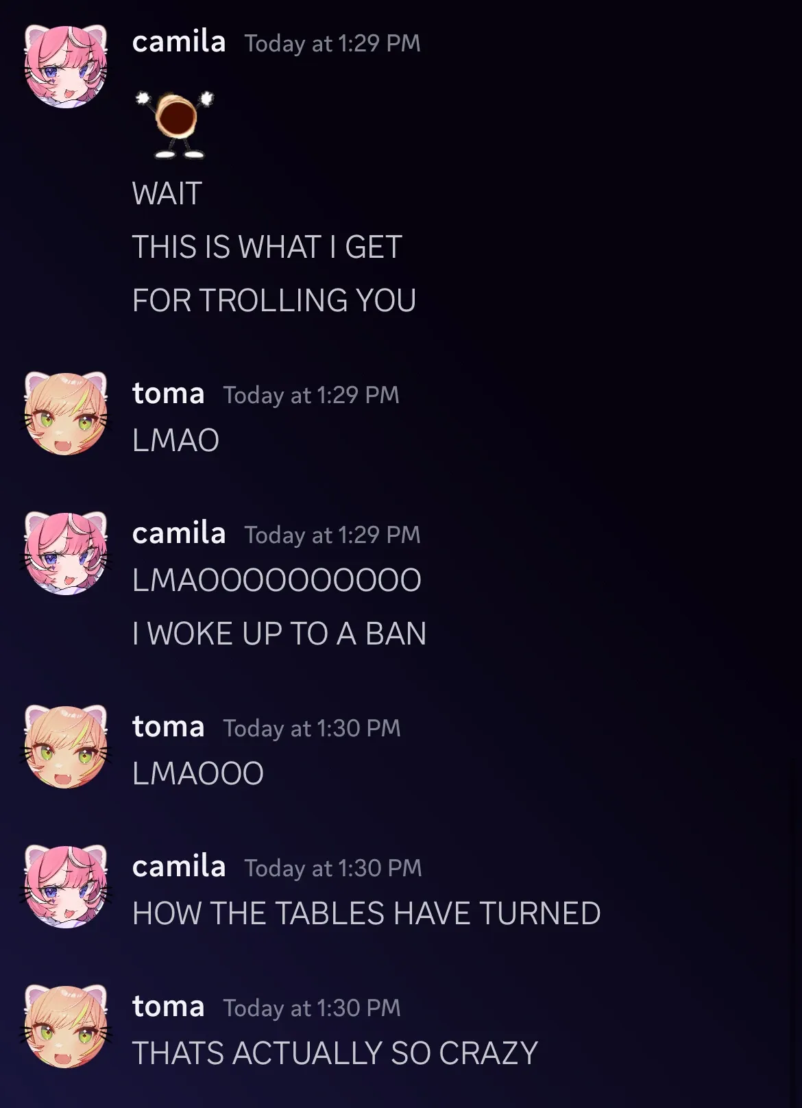 mimi and toma chatting about the incident